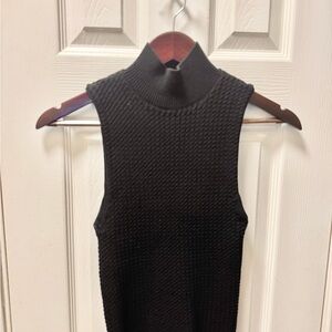 NWOT - Alice + Olivia Classic Black Knit Mock Neck Sleeveless Sweater, Size XS